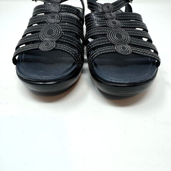 Dansko Drea Leather Fisherman Sandals 38 8 Strappy Wedge Slingback Comfort - Picture 5 of 11